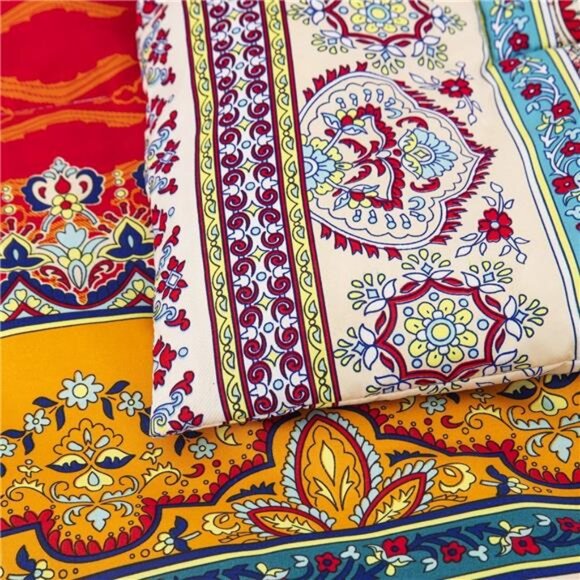 Striped Bohemian Comforter Set Queen Size 3 Pieces Boho Hippie Geometric Bedding - Picture 5 of 8